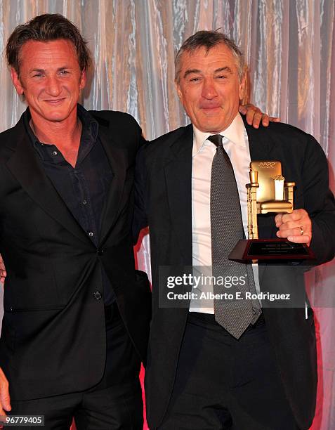 Actor Sean Penn and actor Robert De Niro at AARP Magazine's 9th Annual "Movies for Grownups Awards at The Beverly Wilshire Hotel on February 16, 2010...