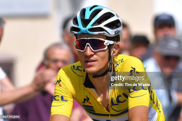 Arrival / Michal Kwiatkowski of Poland and Team Sky Yellow Leader Jersey / Disappointment / during the 70th Criterium du Dauphine 2018, Stage 2 a...