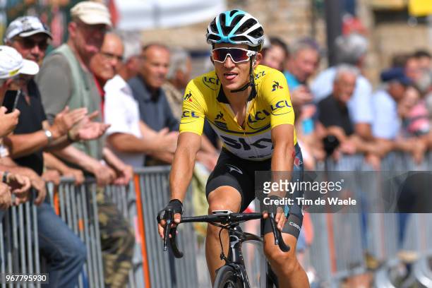 Arrival / Michal Kwiatkowski of Poland and Team Sky Yellow Leader Jersey / Disappointment / during the 70th Criterium du Dauphine 2018, Stage 2 a...
