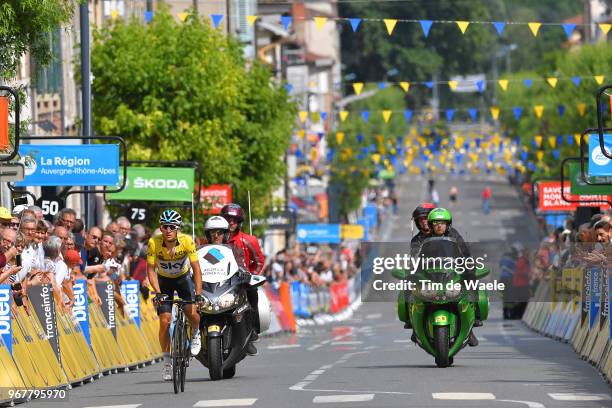 Arrival / Michal Kwiatkowski of Poland and Team Sky Yellow Leader Jersey / Disappointment / during the 70th Criterium du Dauphine 2018, Stage 2 a...