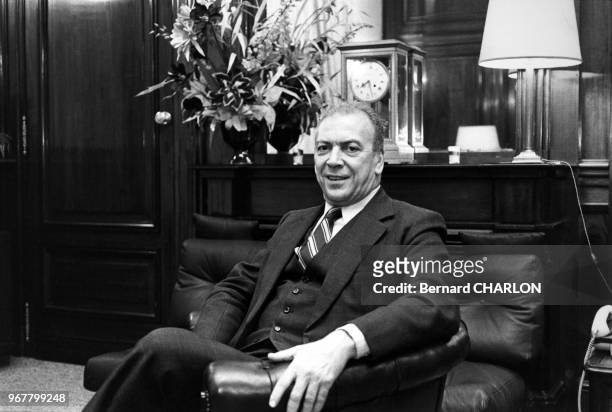 Jean Deflassieux, président des affaires internationales du Crédit Lyonnais, Paris le 22 janvier 1982, France.