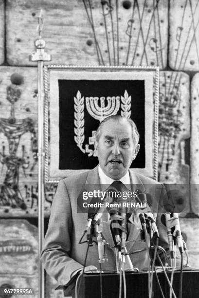 Portrait du président israélien Chaim Herzog le 21 septembre 1983 à Jérusalemn, Israël.