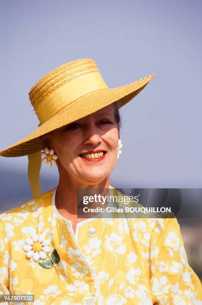 La reine Margrethe de Danemark le 20 août 1995 à Caix, France.