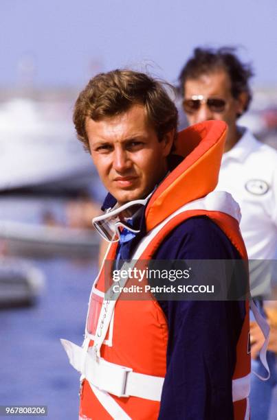 Stefano Casiraghi lors d'une compétition d'offshore le 21 juillet 1985 en Italie.