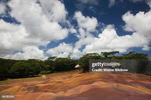 chamarel colored earths landscape park - chamarel stock pictures, royalty-free photos & images