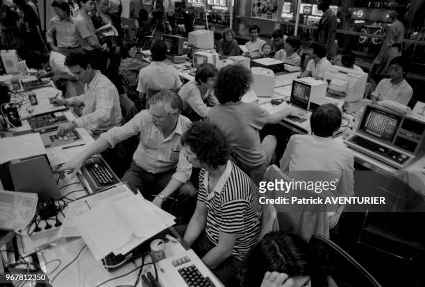 Tournoi mondial d'ordinateurs lors du 34ème salon du SICOB à Paris le 22 septembre 1983, France.