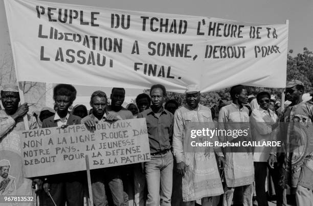 Manifestation de l'Union Nationale pour l'Indépendance et la Révolution' le 16 janvier 1987 à N'Djamena au Tchad.