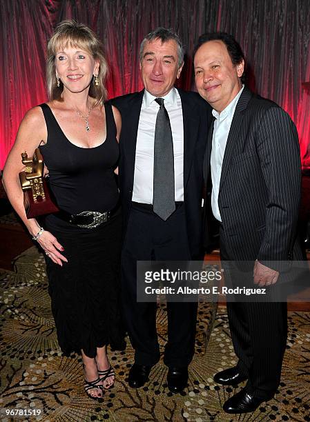 Magazine editor Nancy Perry Graham, actor Robert De Niro and actor Billy Crystal at AARP Magazine's 9th Annual "Movies for Grownups Awards at The...