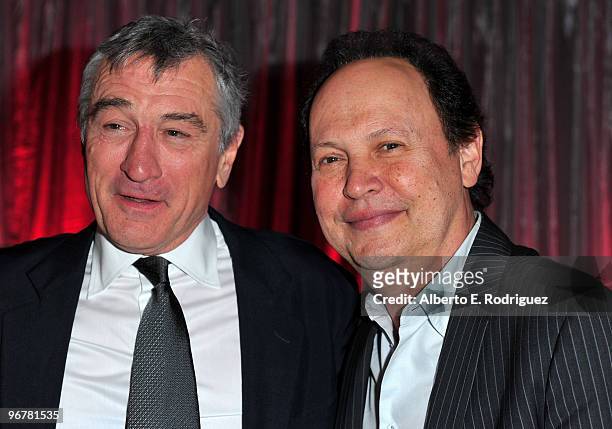 Actor Robert De Niro and actor Billy Crystal at AARP Magazine's 9th Annual "Movies for Grownups Awards at The Beverly Wilshire Hotel on February 16,...