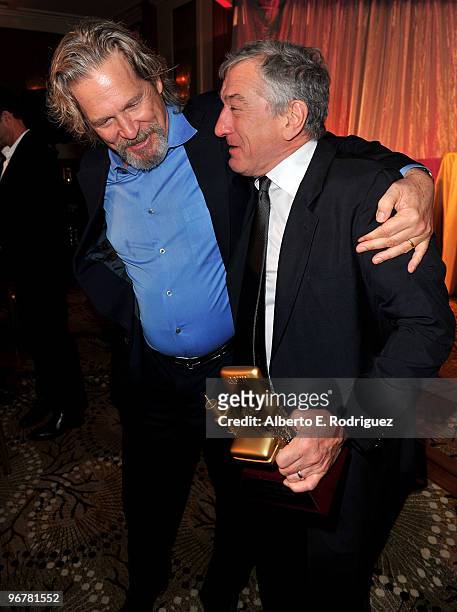 Actor Jeff Bridges and actor Robert De Niro at AARP Magazine's 9th Annual "Movies for Grownups Awards at The Beverly Wilshire Hotel on February 16,...