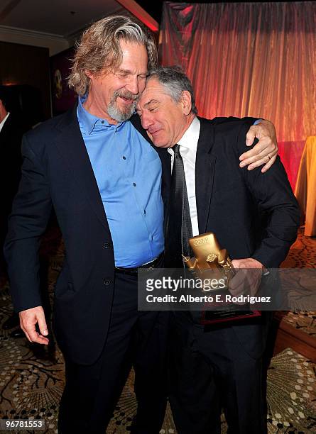 Actor Jeff Bridges and actor Robert De Niro at AARP Magazine's 9th Annual "Movies for Grownups Awards at The Beverly Wilshire Hotel on February 16,...