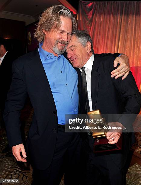 Actor Jeff Bridges and actor Robert De Niro at AARP Magazine's 9th Annual "Movies for Grownups Awards at The Beverly Wilshire Hotel on February 16,...