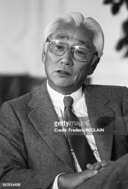 Akio Morita, président-directeur-général de Sony, le 28 septembre 1984 à Paris, France.
