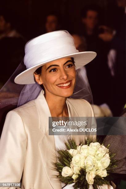 Inès de La Fressange le jour de son mariage avec Luigi d'Urso à Tarascon le 19 juin 1990, France.