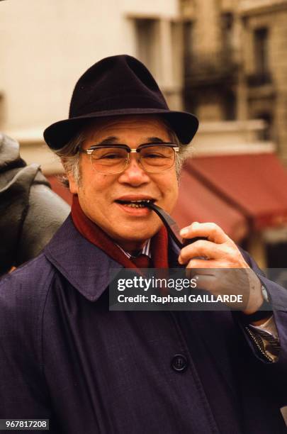 Le milliardaire japonais Fokuzo Mizushima à Paris le 22 novembre 1987, France.