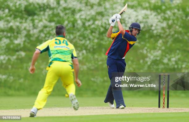 Simon Lambert of MCC bats against the bowling of Daniel Christian of Cricket Australia Indigenous XI during the second T20 match between the Cricket...