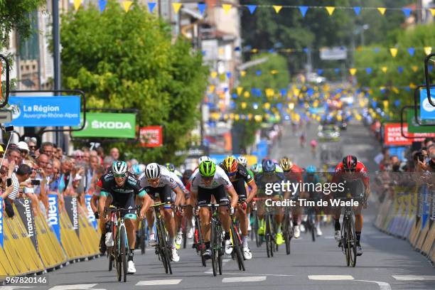 Sprint / Arrival / Pascal Ackermann of Germany and Team Bora - Hansgrohe / Edvald Boasson Hagen of Norway and Team Dimension Data / Daryl Impey of...