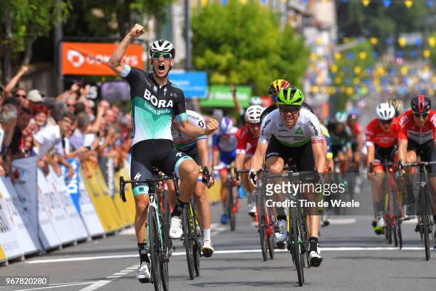 Arrival / Pascal Ackermann of Germany and Team Bora - Hansgrohe / Celebration / Edvald Boasson Hagen of Norway and Team Dimension Data / Daryl Impey...