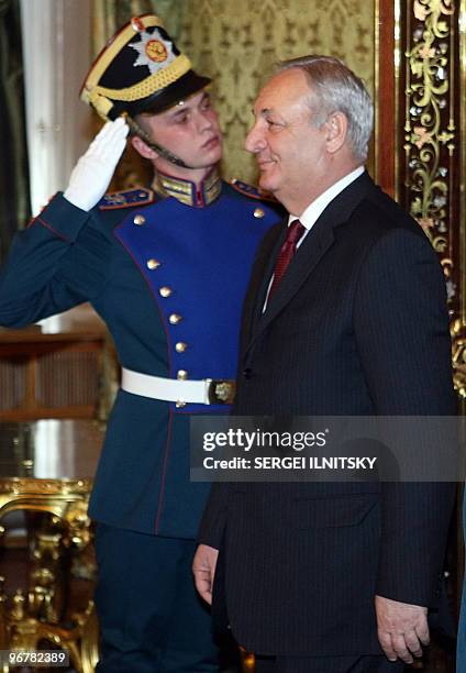 Abkhazian President Sergei Bagapsh enters a hall for a meeting with Russian President Dmitry Medvedev, not pictured, in the Moscow Kremlin on...