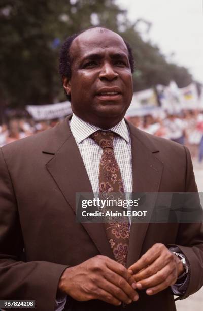 Roger Bambuck, ancien sportif et homme politique, le 22 juillet 1989 à Nantes, France.