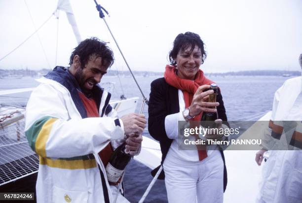 Le navigateur Yvon Fauconnier vainqueur de la Transat en solitaire le 19 juin 1984, Etats-Unis.