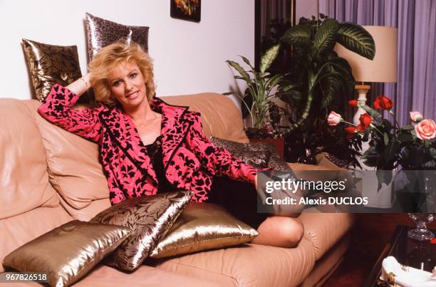 La présentatrice Evelyne Leclercq le 23 mars 1987 à Paris, France.