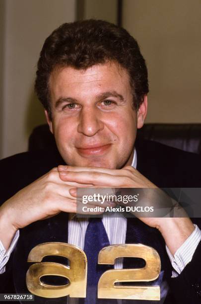 Elie Vannier, directeur de la rédaction d'Antenne 2, à Paris le 23 janvier 1987, France.
