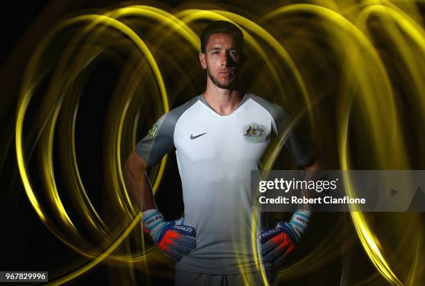 Australian goalkeeper Brad Jones poses during the Australian Socceroos Portrait Session at the Gloria Serenity Resort on June 5, 2018 in Antalya,...