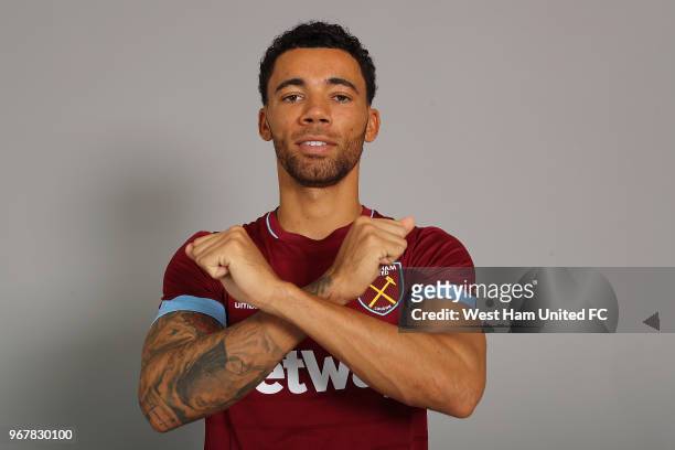 West Ham United unveil new signing Ryan Fredericks at Rush Green on June 5, 2018 in Romford, England.