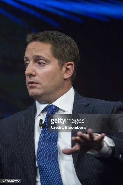 Carson Block, chief investment officer of Muddy Waters Capital LLC, speaks during the Bloomberg Invest Summit in New York, U.S., on Tuesday, June 5,...