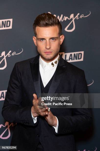 Nico Tortorella wearing suit by John Varvatos attends Younger Season 5 Premiere Party at Cecconi Dumbo.