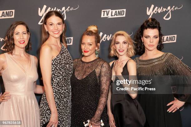 Miriam Shor, Sutton Foster, Hilary Duff, Molly Bernard, Debi Mazar attend Younger Season 5 Premiere Party at Cecconi Dumbo.