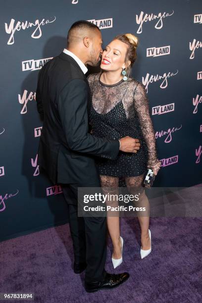 Charles Michael Davis and Hilary Duff attend Younger Season 5 Premiere Party at Cecconi Dumbo.