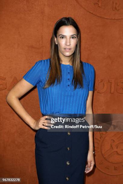 Actress Charlotte Gabris attends the 2018 French Open - Day Ten at Roland Garros on June 5, 2018 in Paris, France.