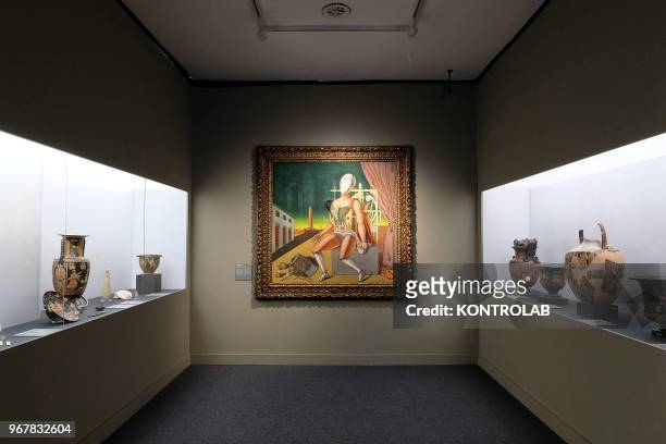 View of the exhibition 'L'Immagine Invisibile' at Archaeological Museum in Paestum southern Italy. The exhibition shows paintings, frescoes, statues...