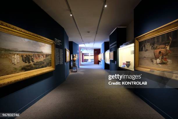 View of the exhibition 'L'Immagine Invisibile' at Archaeological Museum in Paestum southern Italy. The exhibition shows paintings, frescoes, statues...