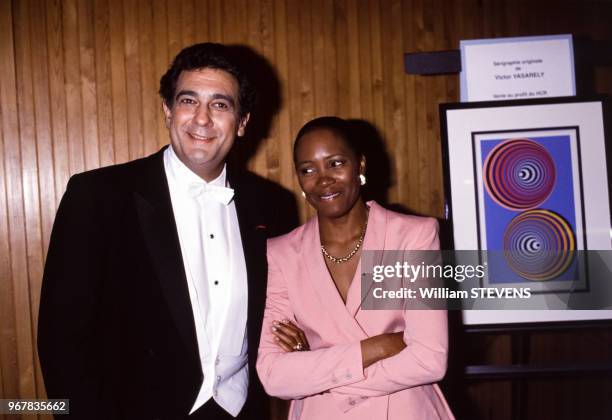 Placido Domingo et Barbara Hendricks à la soirée du 'Classic Aid II', en France le 20 avril 1988.