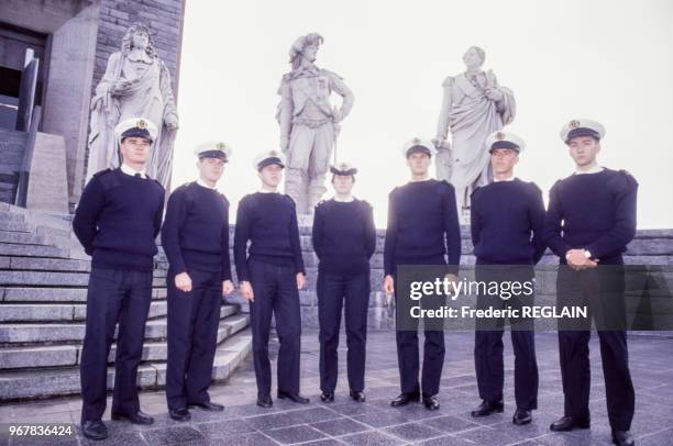 Elèves de l'Ecole navale de Brest le 20 janvier 1989, France.