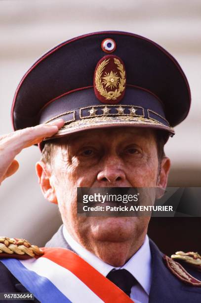 Le président Alfredo Stroessner en uniforme militaire, à Asucion, Paraguay le 15 mai 1986.