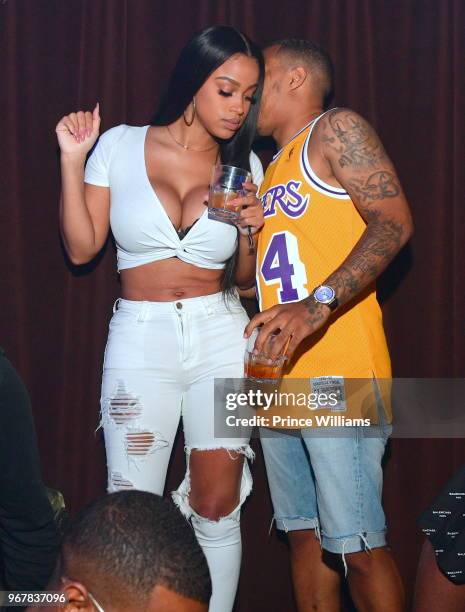 Kiyomi Leslie and Shad Moss attend Industry Night at Tongue & Groove on June 5, 2018 in Atlanta, Georgia.