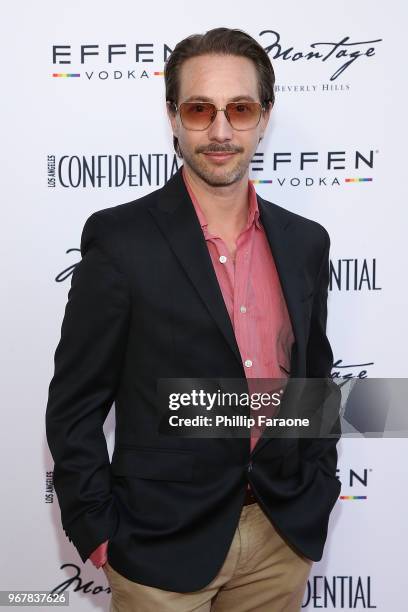 Jonah Blechman attends the Los Angeles Confidential Celebration for Portraits of Pride with GLAAD and Laverne Cox on June 4, 2018 in Beverly Hills,...