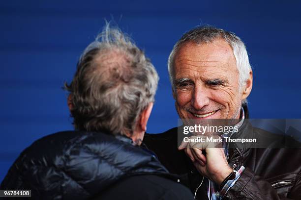 Red Bull Racing and Scuderia Toro Rosso owner Dietrich Mateschitz is seen in the pitlane during winter testing at the Circuito De Jerez on February...