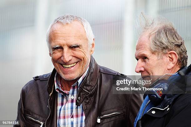 Red Bull Racing and Scuderia Toro Rosso owner Dietrich Mateschitz is seen in the pitlane during winter testing at the Circuito De Jerez on February...