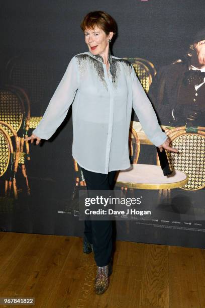 Celia Imrie attends the UK premiere of 'The Happy Prince' at Vue West End on June 5, 2018 in London, England.