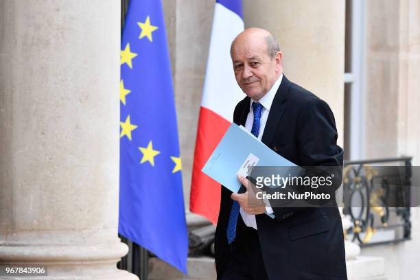 Jean Yves Le Drian arrives at the meeting of Emmanuel Macron and the prime minister Benjamin Netanyahu at the Elysée Palace, on the 05 June 2018.