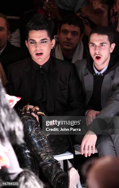 Adam Lambert and guest attend The Blondes Fall 2010 during Mercedes-Benz Fashion Week at the Altman Building on February 16, 2010 in New York City.