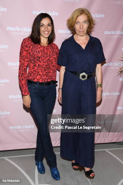 Aure Atika and Elise Larnicol pose at a photocall during Marie Claire, Nouvel Air at Hotel Lutetia on June 5, 2018 in Paris, France.