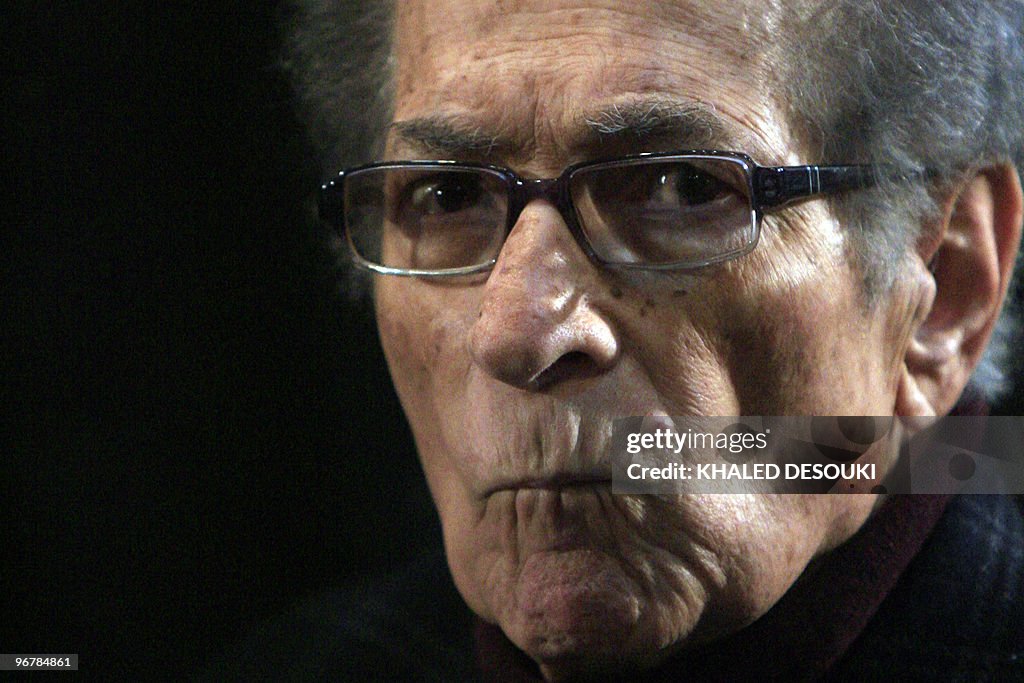 Egyptian writer Anis Mansour attends a p