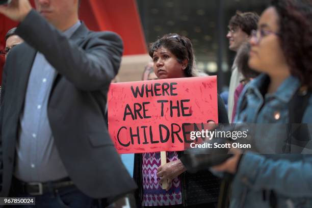 Demonstrators protest Trump administration policy that enables federal agents to separate undocumented migrant children from their parents at the...
