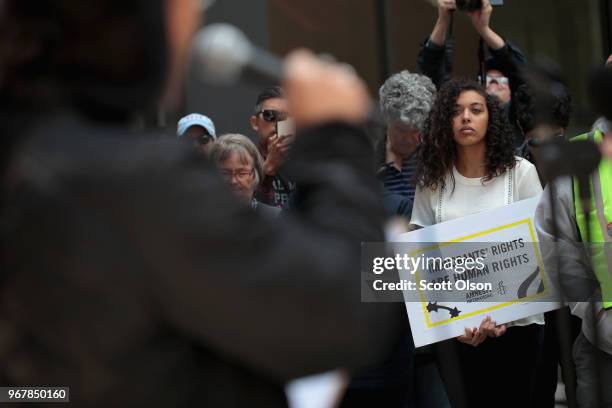 Demonstrators protest Trump administration policy that enables federal agents to separate undocumented migrant children from their parents at the...